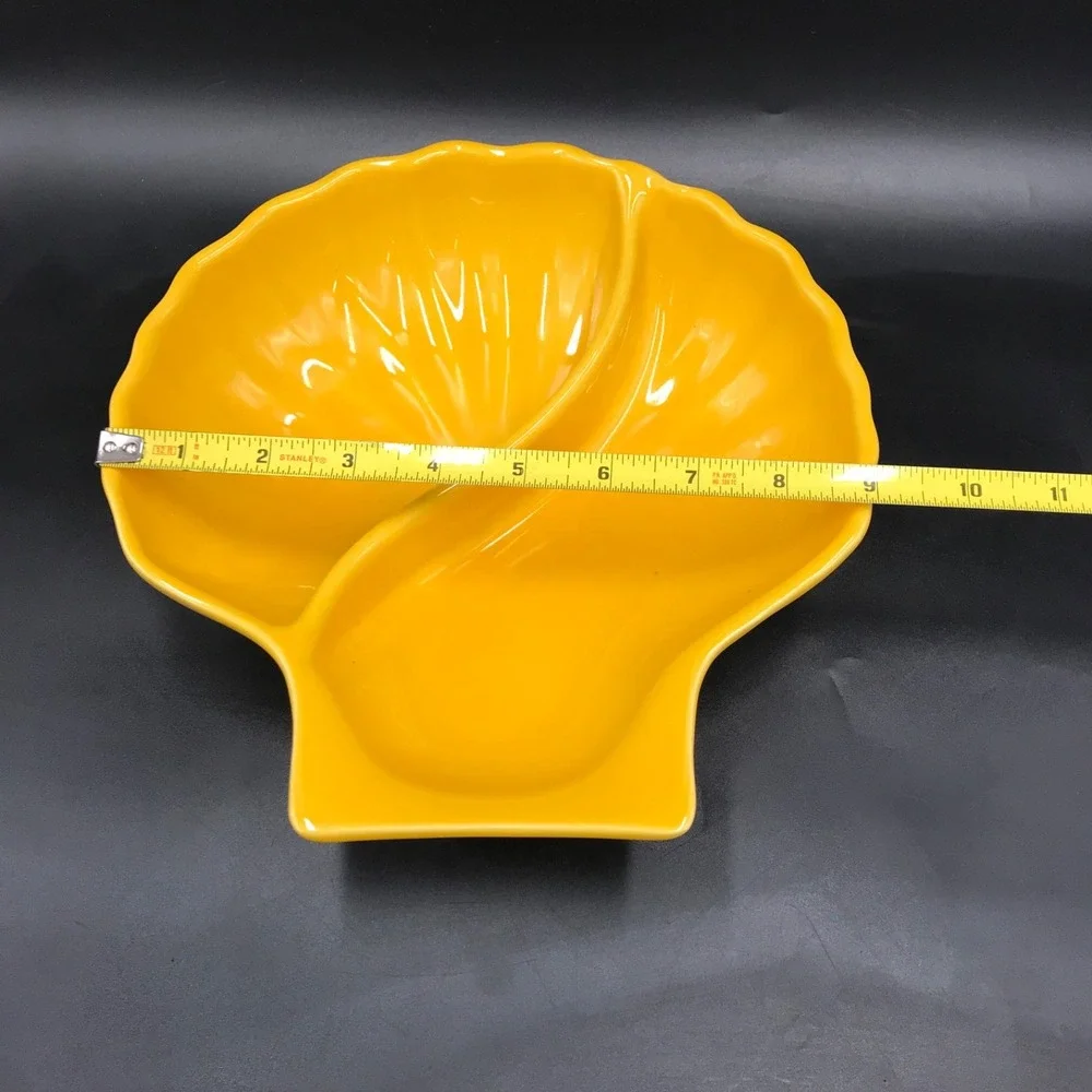 Vintage Appolia France Yellow Sea Shell Baking Divided Serving Dish 0104120